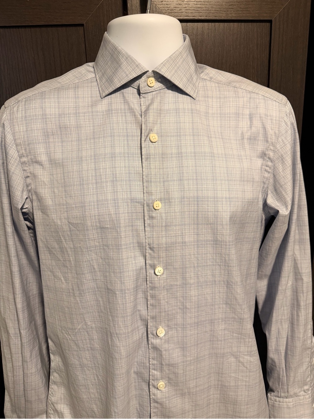 Ermenegildo Zegna Men's Traveller Blue Plaid Button-Down Shirt Size S